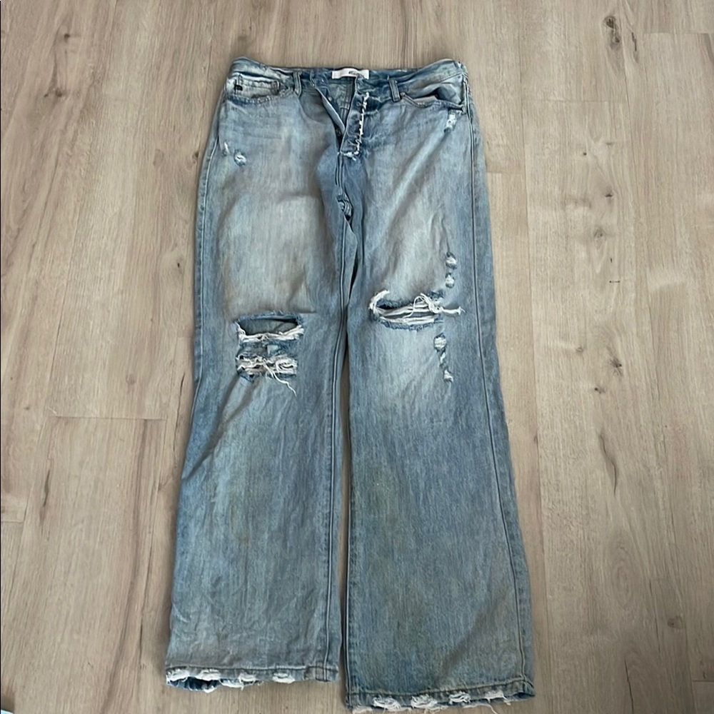 Distressed Blue Jeans